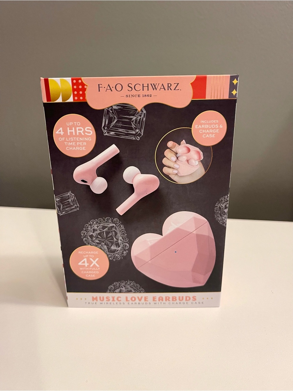 FAO Schwarz Pink Heart Wireless Earbuds with Charging Case